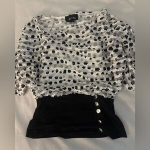 y2k coquette unique mesh layered top with bandage waistband and buttons